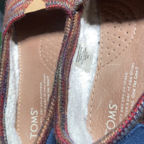 TOMS SLIP ON FUR Multicolor Shearling Lining EVA SOLE W6 - Picture 4 of 9